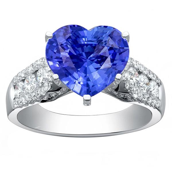 Diamantring Herzförmiger hellblauer Saphir Schmuck 5,50 Karat - harrychadent.de