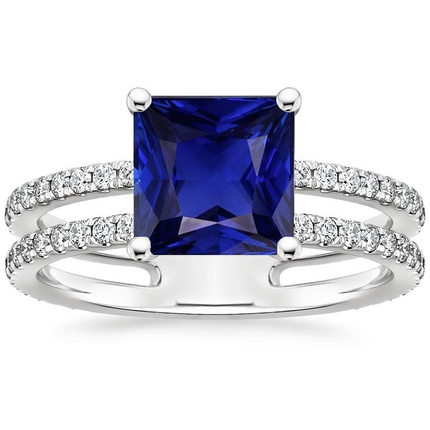 Diamantring Princess Cut Saphir mit Akzenten Split Shank 6 Karat - harrychadent.de