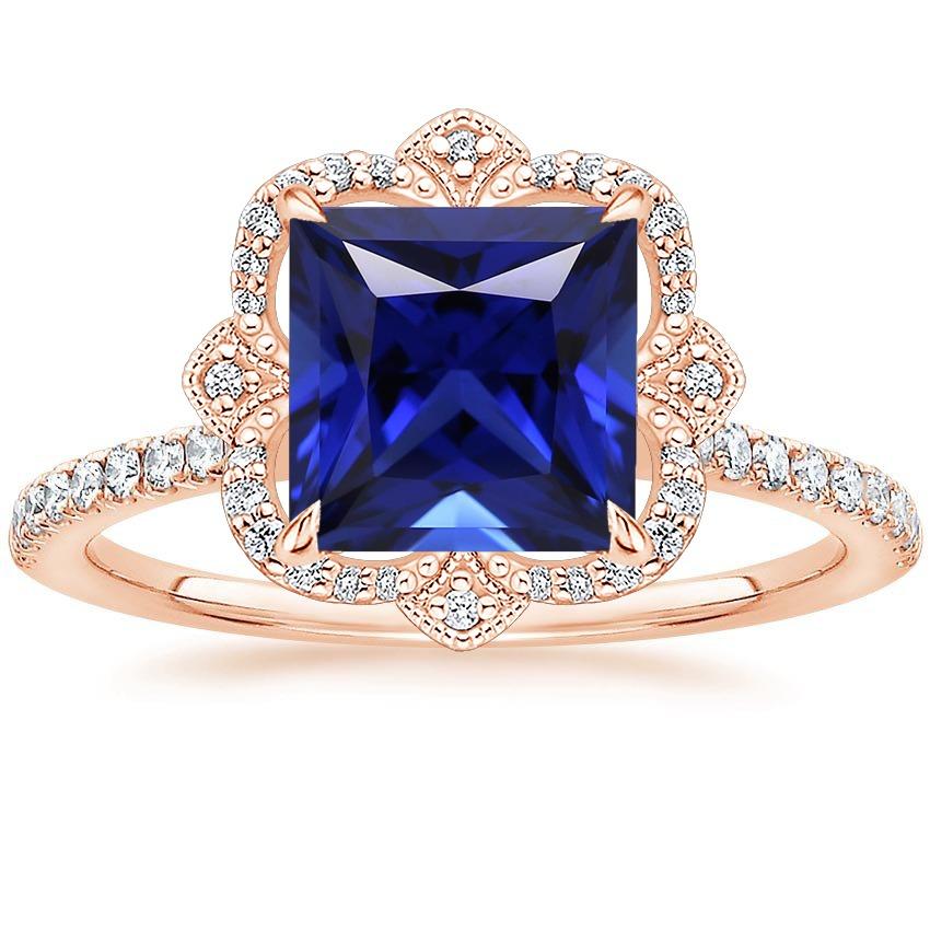 Diamantring Vintage Style Princess Blue Saphir mit Akzenten 6 Karat - harrychadent.de