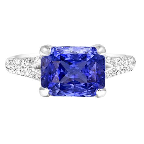 Diamantschmuck Strahlender Saphirring Pave Split Shank 4 Karat - harrychadent.de