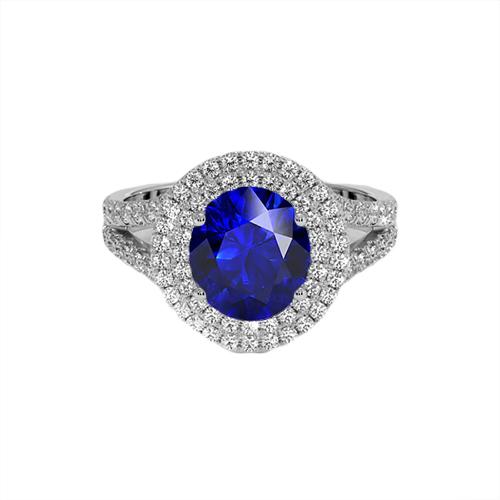 Doppel Halo Ceylon Saphir Verlobungsring 6.75 Karat Damenschmuck - harrychadent.de
