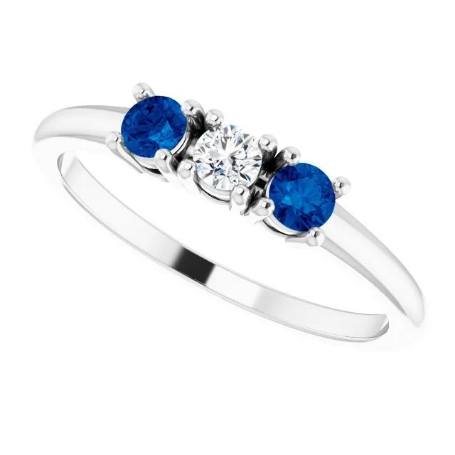 Drei-Stein-Diamant-Ring 0,60 Karat Ceylon Blauer Saphir Schmuck Neu - harrychadent.de