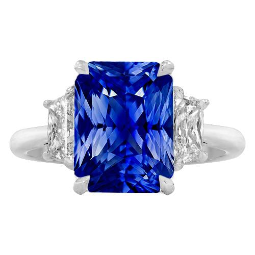 Drei-Stein-Edelstein-Saphir-Ring mit strahlenden Diamanten 3,50 Karat - harrychadent.de