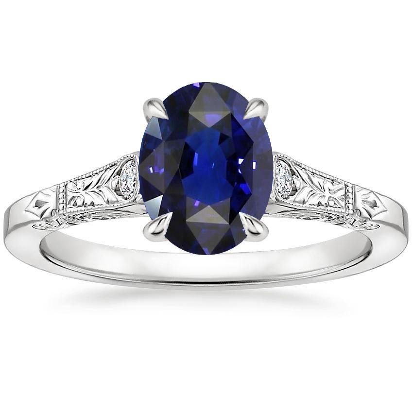 Drei-Stein-Ring im Vintage-Stil Oval Ceylon Saphir 2,25 Karat - harrychadent.de