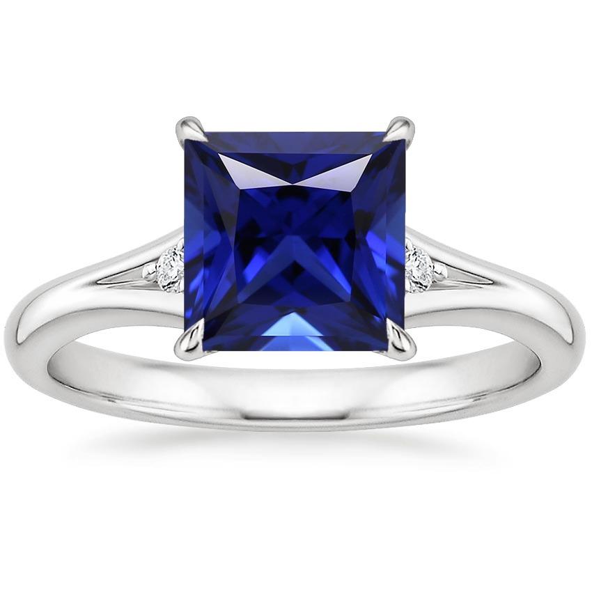 Drei Steine, Blauer Saphir und Diamant 5,25 Karat Prinzessin - harrychadent.de