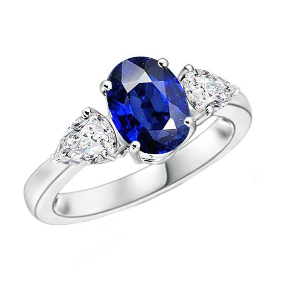 Drei Steine Ring Oval Sri Lanka Saphir & Birne Diamanten 5,50 Karat - harrychadent.de