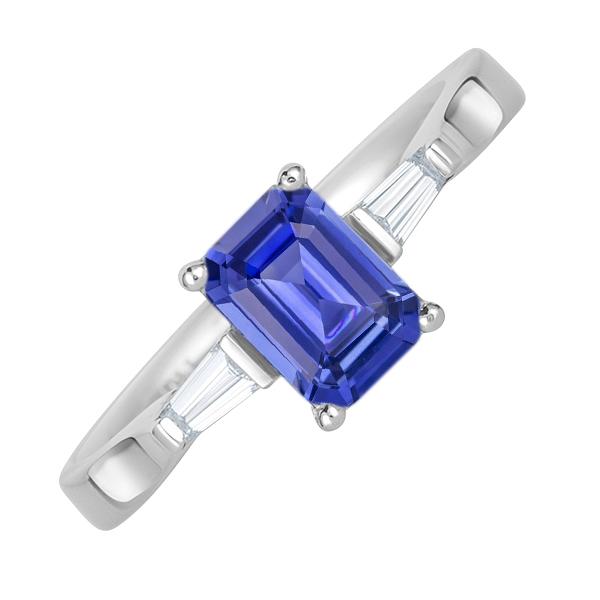 Drei-Steine-Ring Smaragd-Saphir & konische Baguette-Diamanten 3 Karat - harrychadent.de
