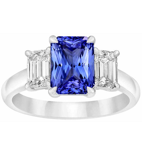 Drei Steine Smaragd Diamant & Ceylon Saphir Ring 3 Karat Krappenset - harrychadent.de
