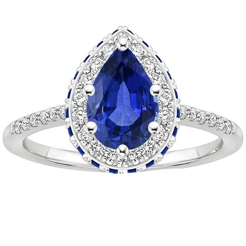 Edelstein Diamant Verlobungsring Halo Birnenschliff Blauer Saphir 6 Karat - harrychadent.de