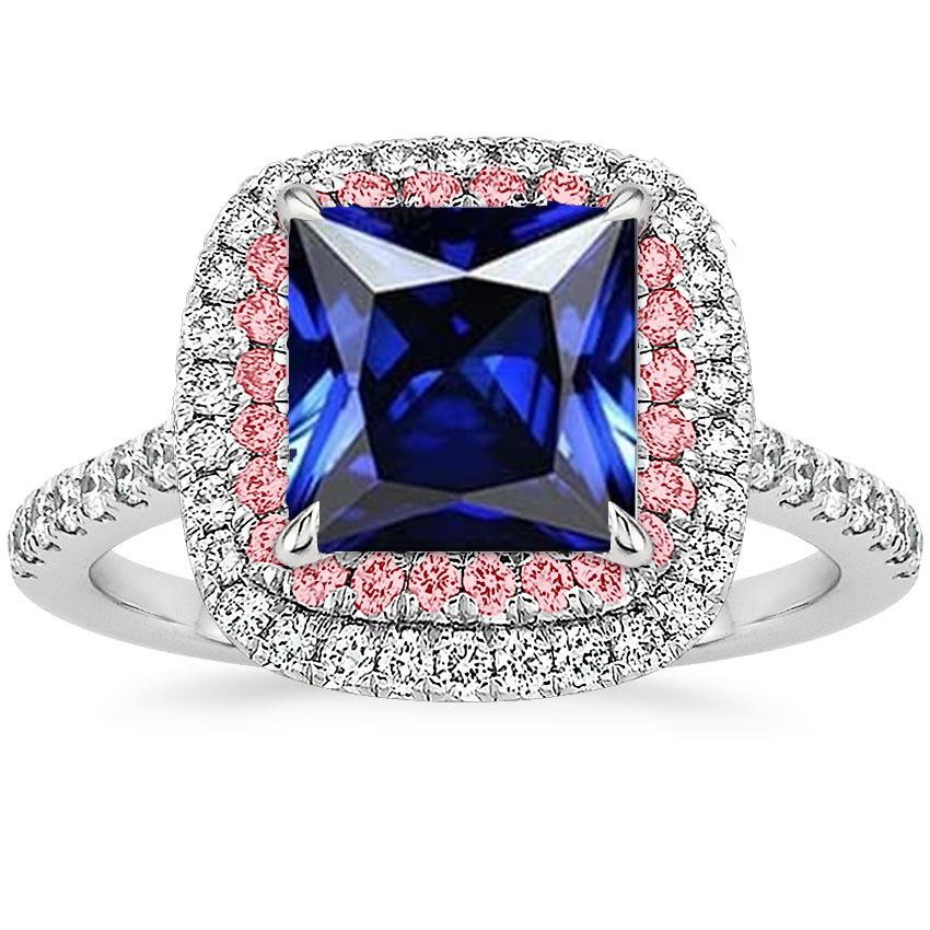 Edelstein Diamantring Blauer & Rosa Saphir Doppel Halo 6.50 Karat Gold - harrychadent.de