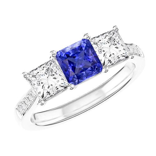Edelstein Kissen Saphir Ring Prinzessin & Runde Diamanten 3 Karat - harrychadent.de