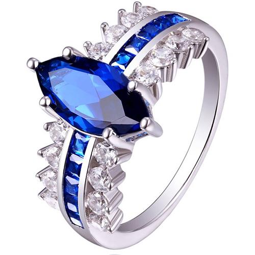 Edelstein Marquise & Prinzessin Blauer Saphir Diamantring 6.50 Karat - harrychadent.de