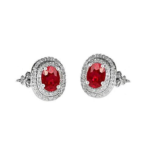 Edelstein Ohrringe Rubin & Diamanten 9.04 Karat Weißgold 14K - harrychadent.de