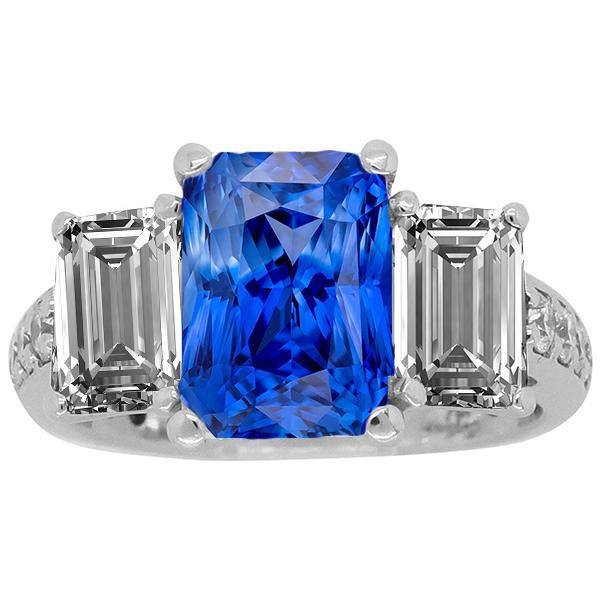 Edelstein Radiant Saphir Ring 4,50 Karat Smaragd & Runde Diamanten - harrychadent.de