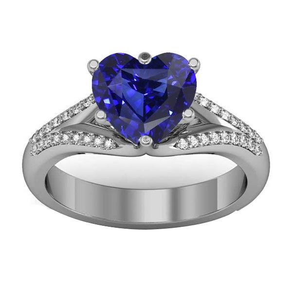 Edelstein Ring Ceylon Saphir Diamant Pave Split Shank 3.50 Karat - harrychadent.de