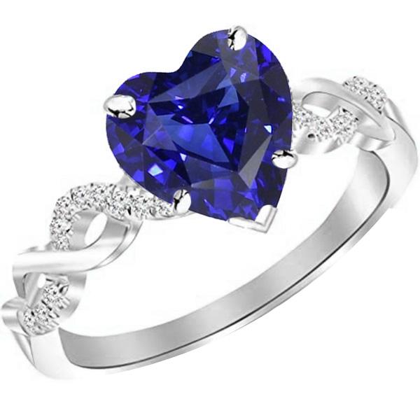 Edelstein Ring Herzschliff Blauer Saphir Infinity Style 4 Karat Diamant - harrychadent.de