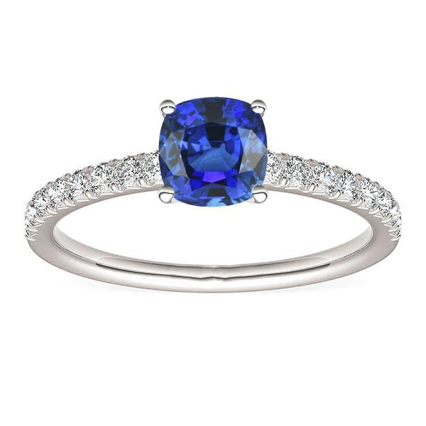 Edelstein Ring Saphir im Kissenschliff 2,50 Karat Fishtail Set Diamanten - harrychadent.de