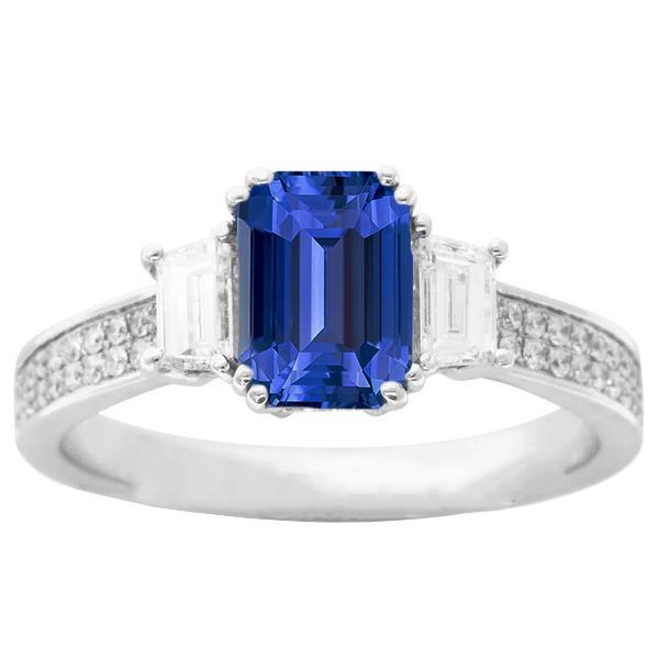 Edelstein Ring Smaragd Saphir 4,50 Karat Trapez & Runde Diamanten - harrychadent.de