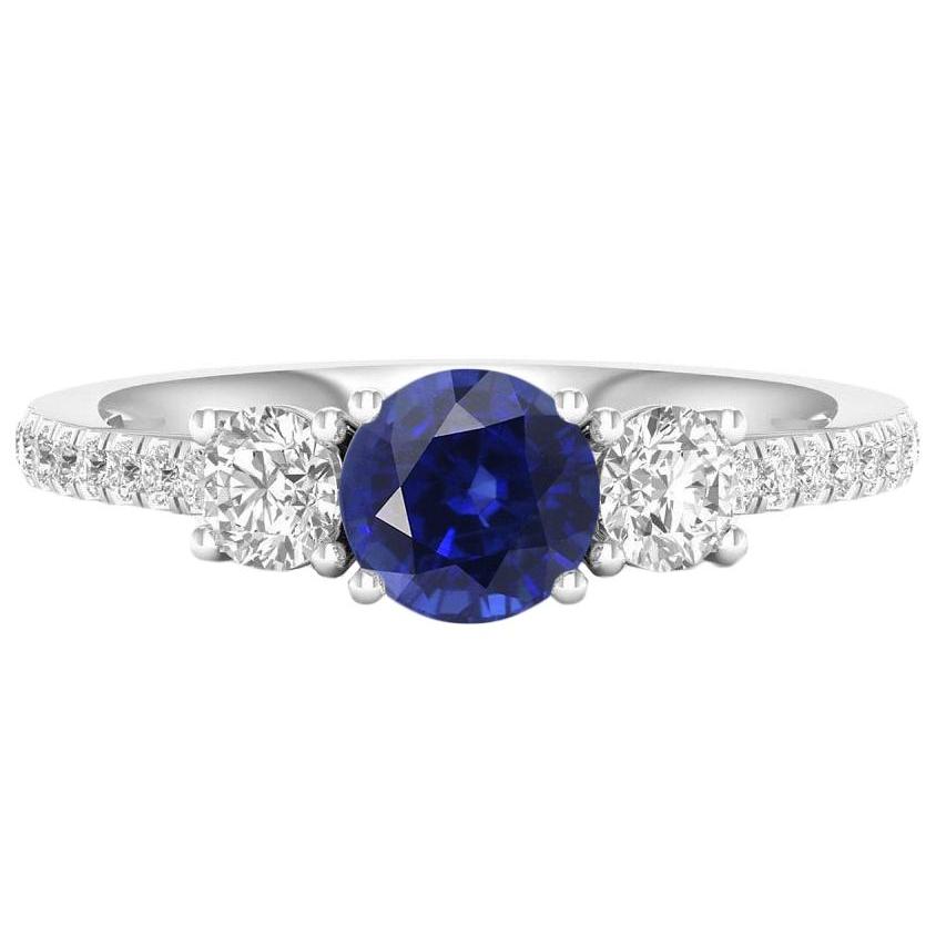 Edelstein Runder Saphir Ring 3 Steinstil Diamanten 6,50 Karat Gold - harrychadent.de