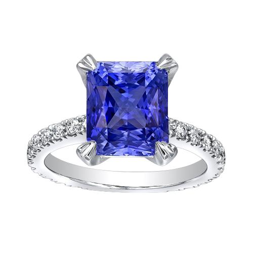 Edelstein-Verlobungsring Pave Set Diamanten Strahlender Saphir 3 Karat - harrychadent.de