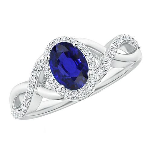 Edelsteinring Oval Saphir Diamant Akzent Twisted Shank 5,50 Karat - harrychadent.de