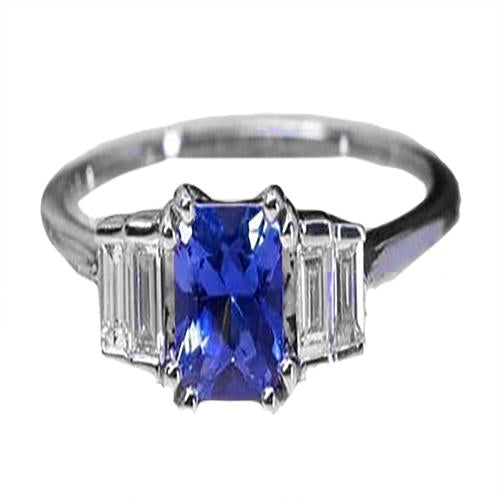 Edelsteinring Radiant Cut Ceylon Saphir & Baguette Diamanten 3 Karat - harrychadent.de