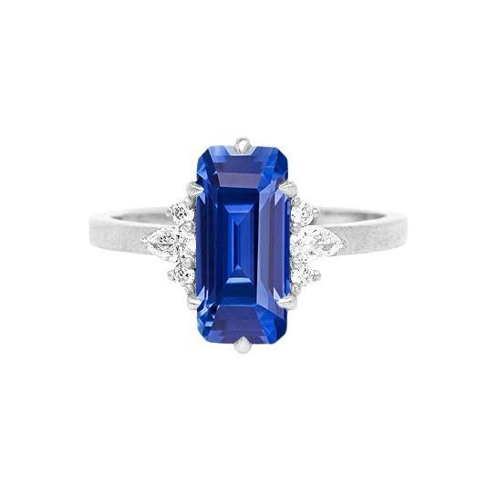 Edelsteinring Smaragd Ceylon Saphir Birne & Runde Diamanten 3 Karat - harrychadent.de