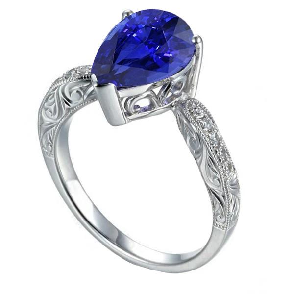 Edelsteinring filigraner Schaft Ceylon Saphir & Diamanten 2 Karat - harrychadent.de