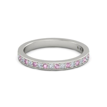 Ehering 0,60 Karat Runder Diamant & Rosa Saphir Damen Schmuck - harrychadent.de