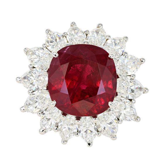 Ehering Natürlicher Granat Mit Diamanten 13 Kt Weißgold 14K - harrychadent.de
