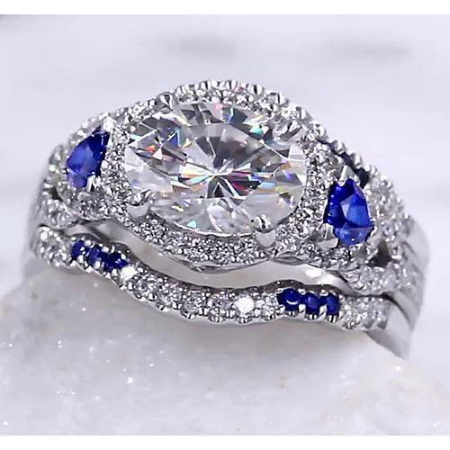 Ehering Set Diamant Blauer Saphir 5 Karat Damen Schmuck - harrychadent.de