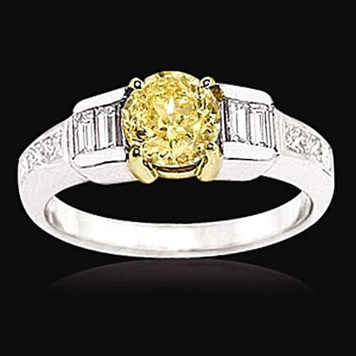 Gelber kanarischer Jubiläumsring Rundschliff Goldschmuck