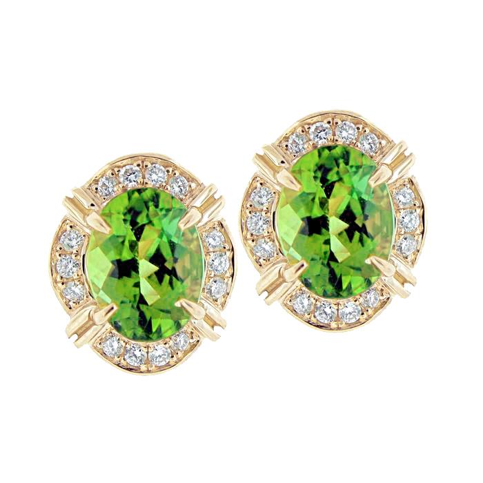 Gelbgold 14K 12,40 Karat Turmalin mit Diamanten Ohrringe - harrychadent.de