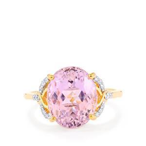 Gelbgold 14K Krappenset 15,50 Karat Kunzit mit Diamanten Ring - harrychadent.de