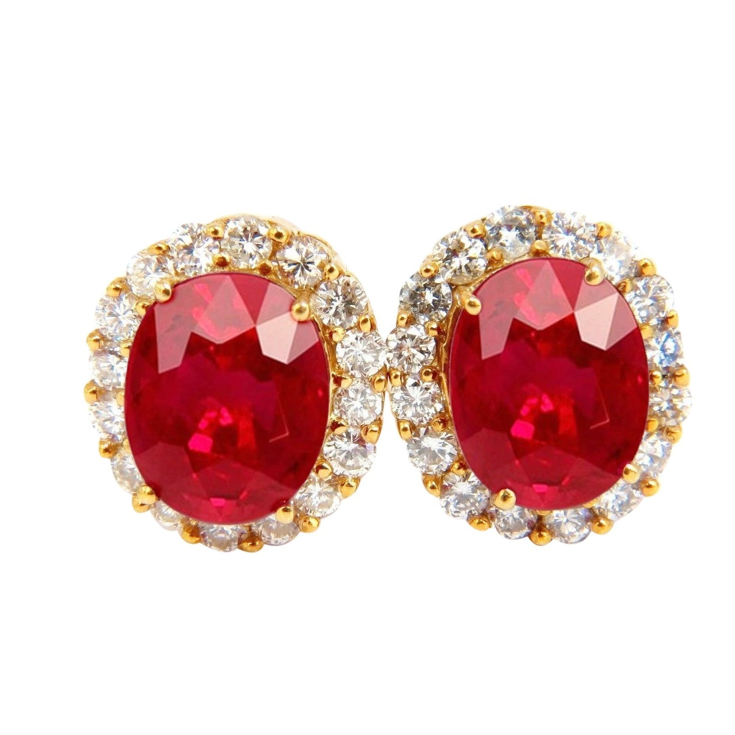 Gelbgold 14K Ovaler Roter Rubin Und Diamant Ohrstecker Paar 9 Kt - harrychadent.de