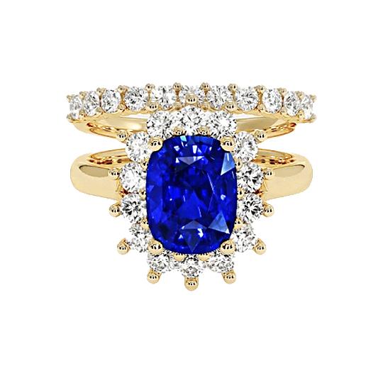 Gelbgold-Ceylon-Saphir-Ring mit Diamantakzenten 7,50 Karat - harrychadent.de
