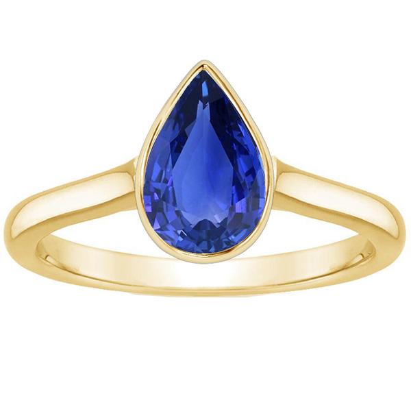 Gelbgold Solitär Ring Lünette Set Sri Lanka Saphir Birne 4 Karat - harrychadent.de