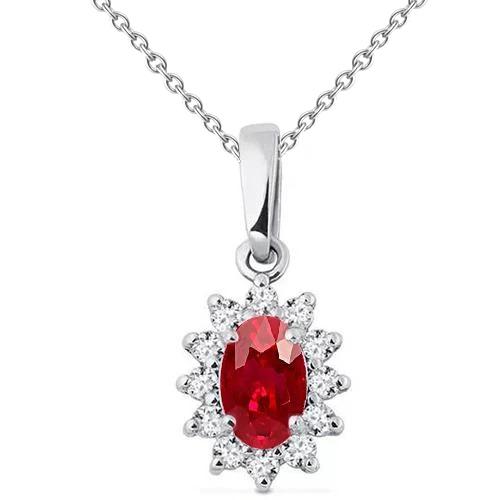 Gold 14K roter Rubin mit Aus der Erde Abgebauter Natürlicher Diamanten 6,25 ct Anhänger Halskette mit Kette