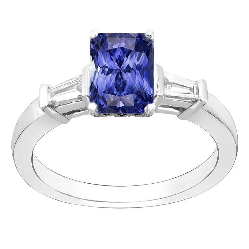 Gold Baguette Diamantring 3 Steine Ceylon Saphir Schmuck 2,50 Karat - harrychadent.de
