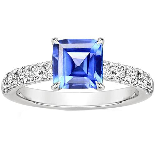 Gold Damen Verlobungsring Krappenset Asscher Blauer Saphir 2.75 Karat - harrychadent.de