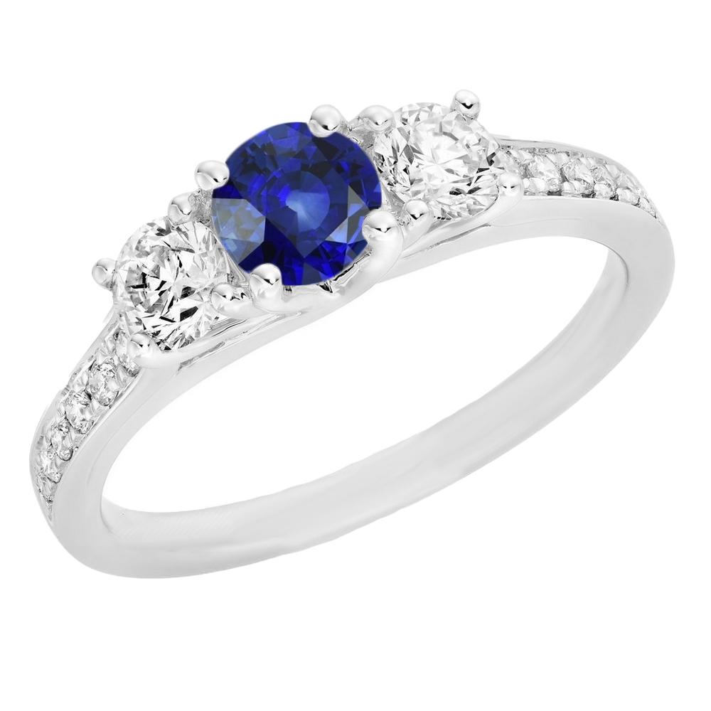 Gold-Diamant-Jubiläumsring runder blauer Saphir-Edelstein 2.50 Karat - harrychadent.de