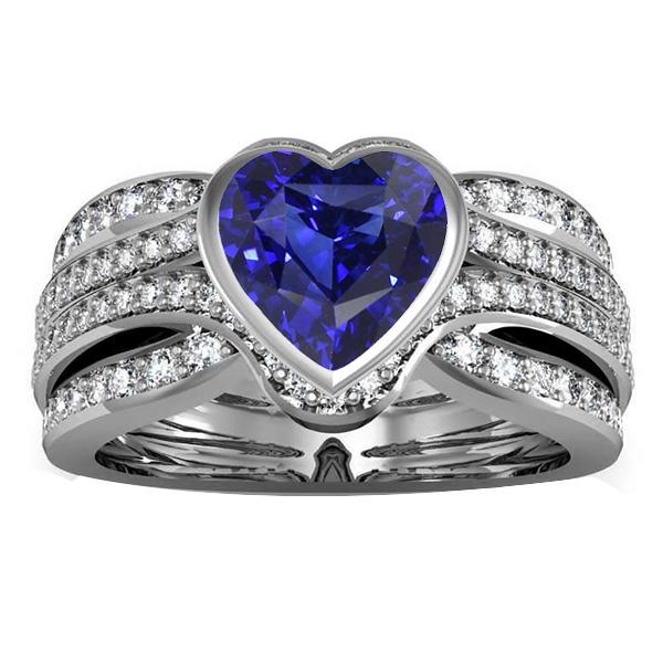 Gold-Diamant-Saphir-Ring mit Ummantelung 4,50 Karat Lünette & Pavé-Set - harrychadent.de