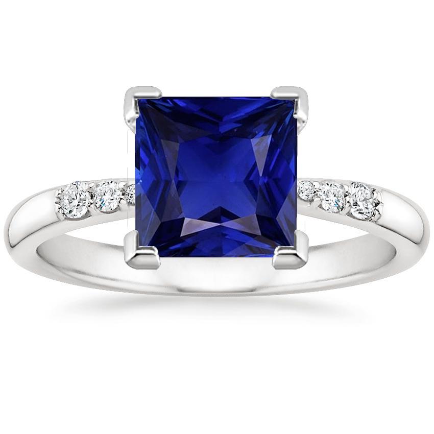 Gold Edelstein Ring mit Akzenten Princess Cut Blauer Saphir 5,25 Karat - harrychadent.de