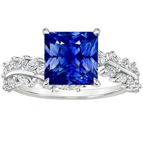 Gold Solitaire Princess Blue Saphir mit Marquise-Akzenten 4 Karat - harrychadent.de