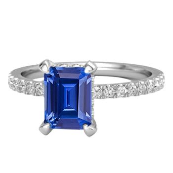 Gold Verlobungsring Smaragdblauer Saphir & Pave Diamanten 2.50 Karat - harrychadent.de