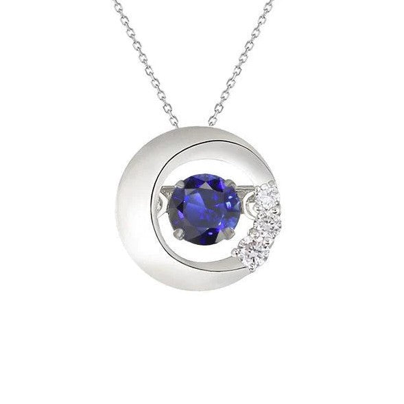 Gold runder Sri Lanka Saphir & Diamant Kreis Anhänger 1,25 Karat