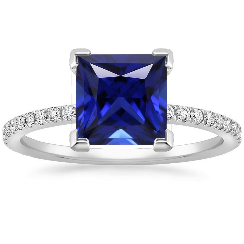 Goldener Diamantring Princess Cut Blauer Saphir Mit Akzenten 5,50 Karat - harrychadent.de