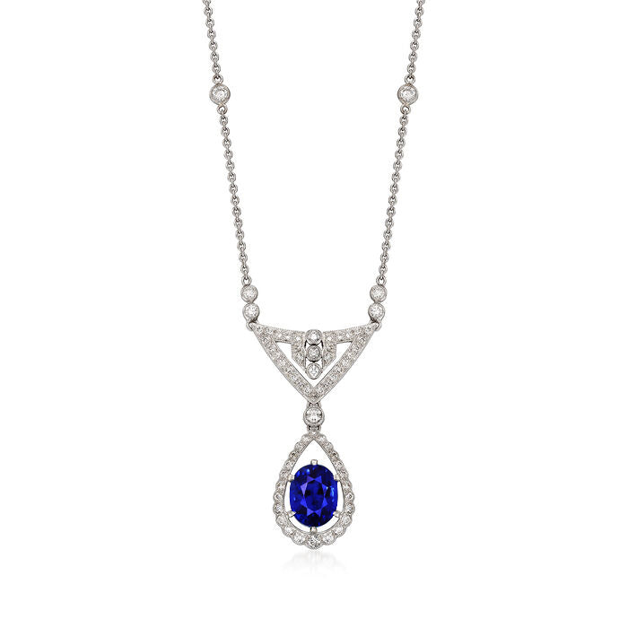 Goldener Halo-Anhänger Ovaler blauer Saphir & Aus der Erde Abgebauter Natürlicher Diamant-Halskette 2 Karat