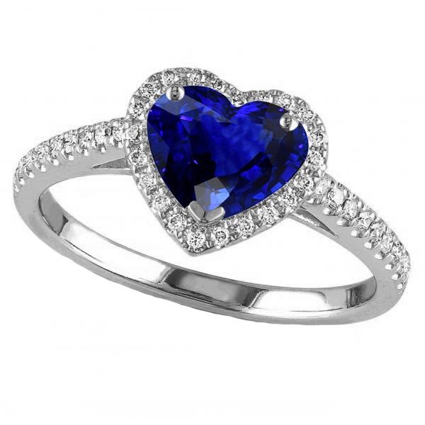 Goldener Halo Heart Srilanka Saphirring & Diamanten in Pavé-Fassung 3,50 Karat - harrychadent.de