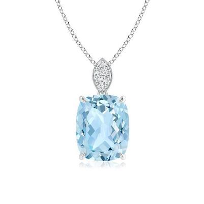 Großer Aquamarin im Kissenschliff mit Diamanten 16,50 Ct Anhänger 14K Gold - harrychadent.de